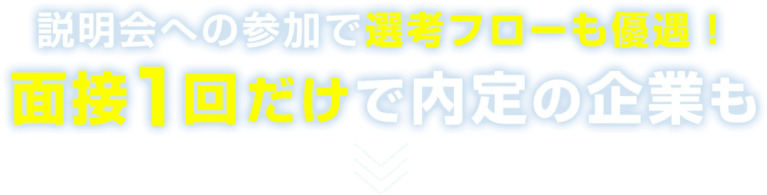 説明会への参加で選考フローも優遇！面接1回だけで内定の企業も